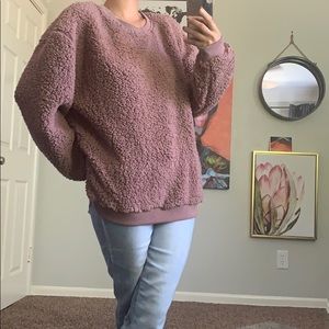 Extra Comfy Mauve Sherpa Sweater